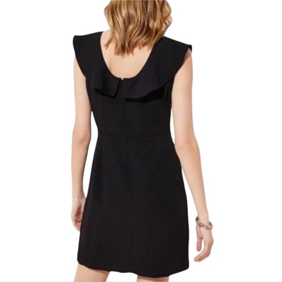 LOFT Dress Size 0 Black Short Flutter Sleeve Career Church Washable - Picture 2 of 11